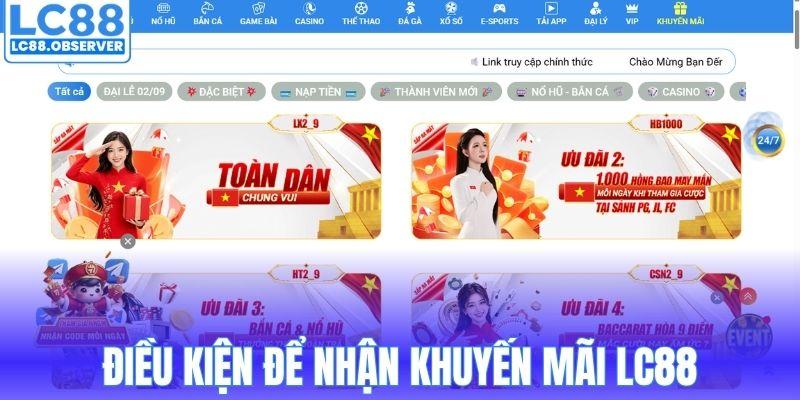 Điều kiện để nhận khuyến mãi LC88