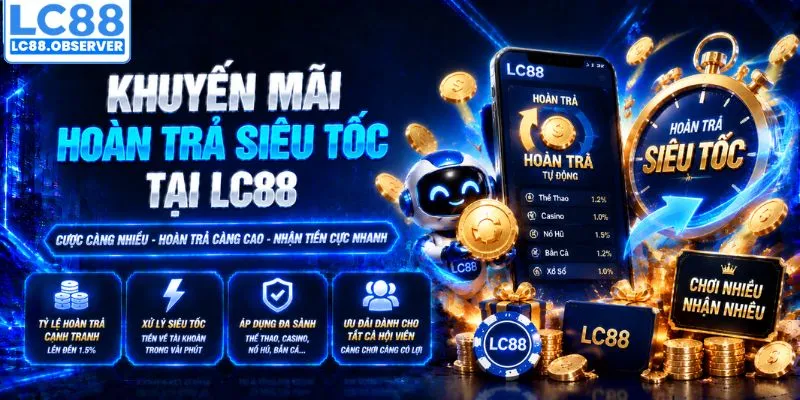 Khuyến mãi hoàn trả siêu tốc tại LC88