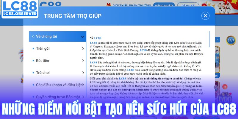 Những điểm nổi bật tạo nên sức hút của nhà cái LC88
