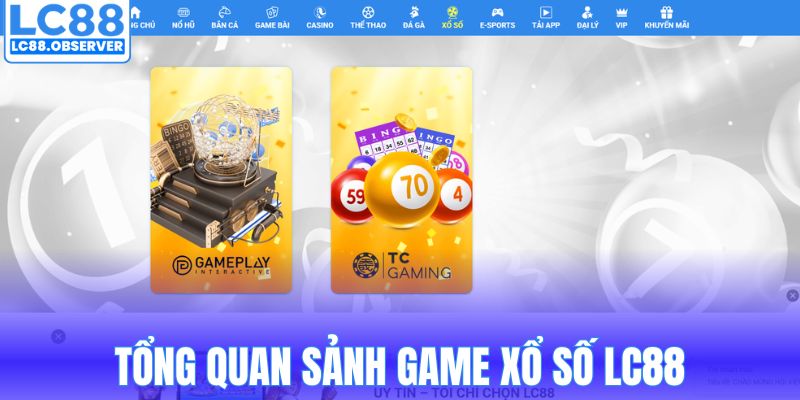 Tổng quan sảnh game xổ số LC88