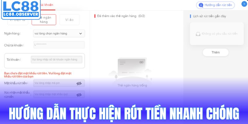 Hướng dẫn thực hiện rút tiền nhanh chóng